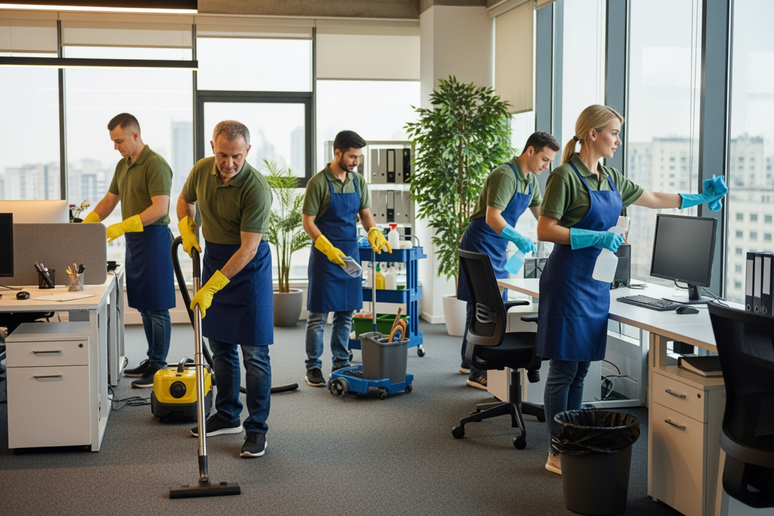 professional floor buffer polished concrete surface - office cleaning services