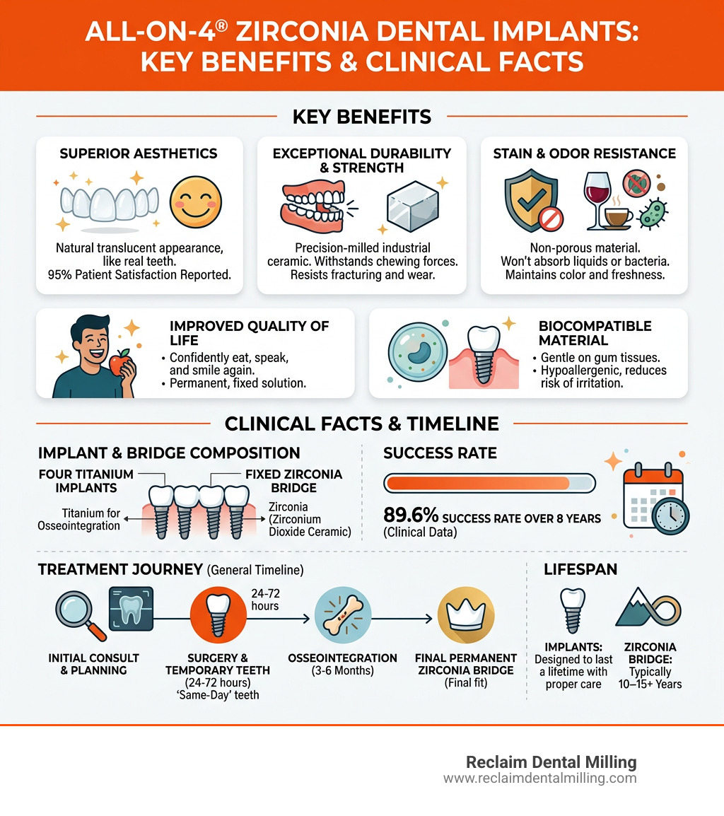 Key benefits and clinical facts of All-on-4 zirconia implants infographic - all on 4 dental implants zirconia infographic Key benefits and clinical facts of All-on-4 zirconia implants infographic - all on 4 dental implants zirconia infographic