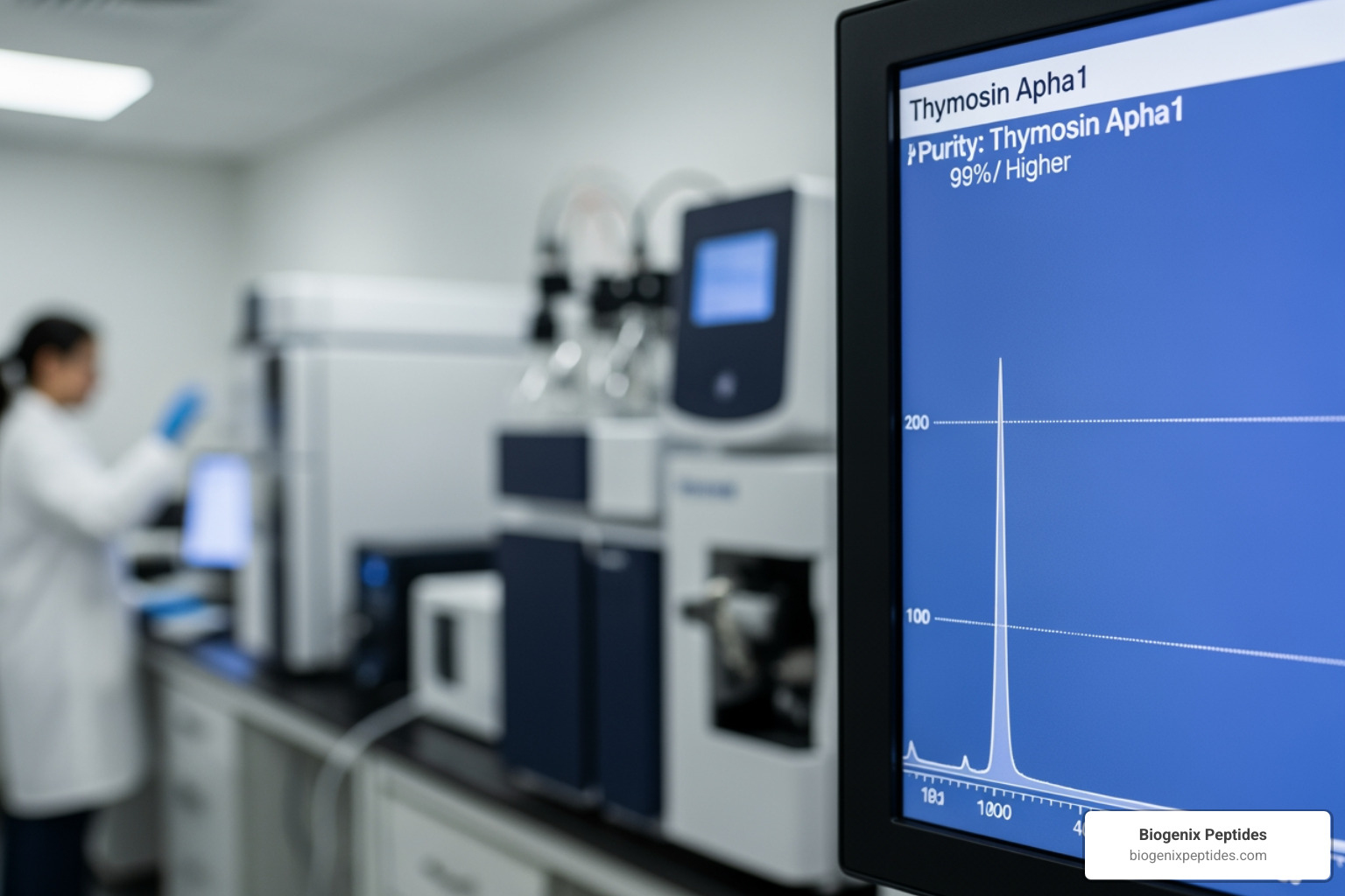HPLC laboratory testing showing purity peaks for Thymosin Alpha 1 - buy thymosin alpha 1