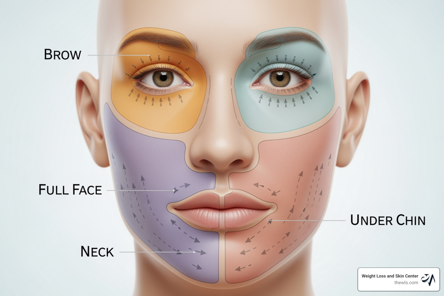 Facial treatment zones for Ultherapy - ultherapy cost