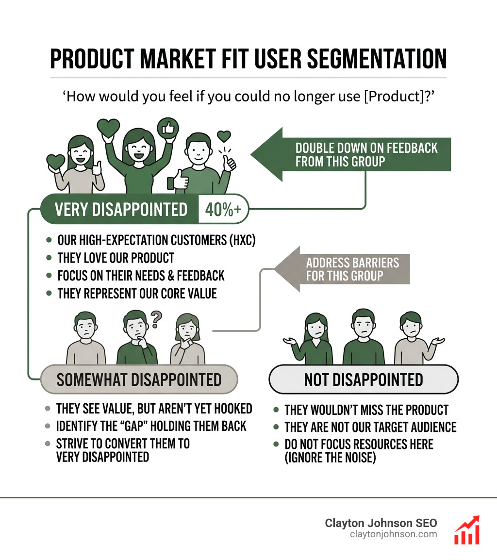 infographic showing the segmentation of users into very disappointed somewhat disappointed and not disappointed categories