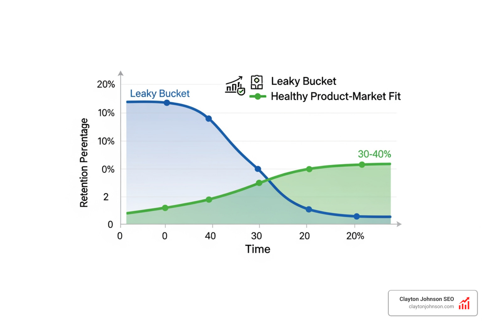 graph showing a flattening retention curve versus a declining one - product market fit analysis template