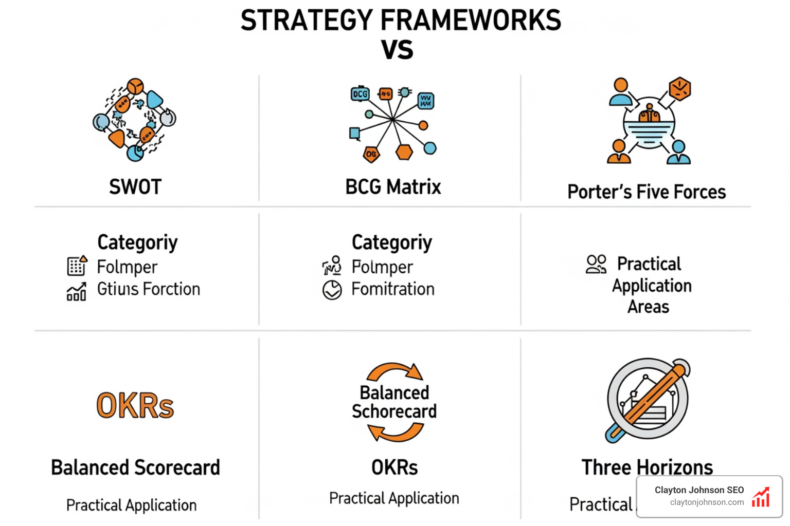 Comparison of different strategy tools and their application areas - strategy frameworks