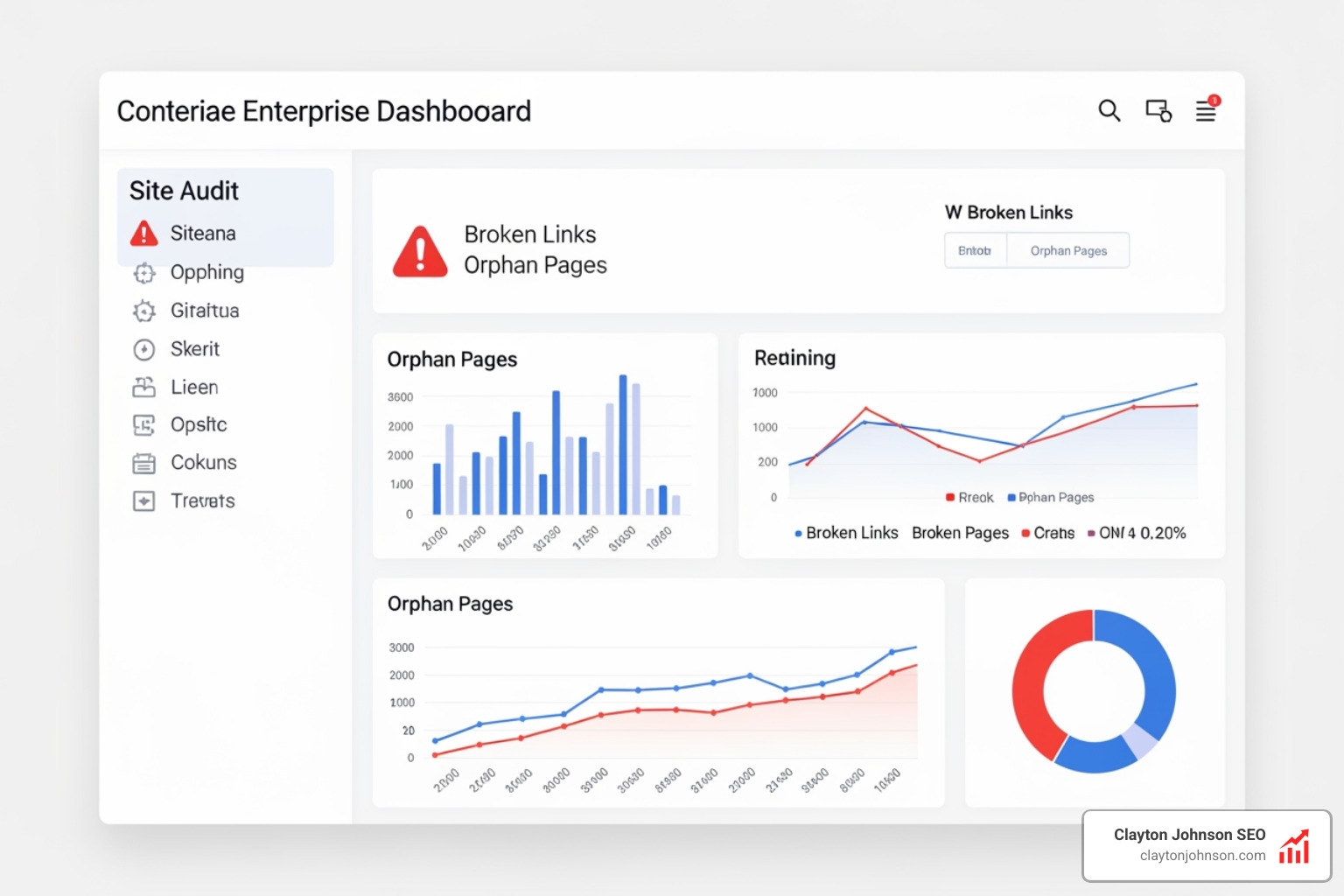 Site audit dashboard showing broken links and orphan page alerts - best internal linking practices
