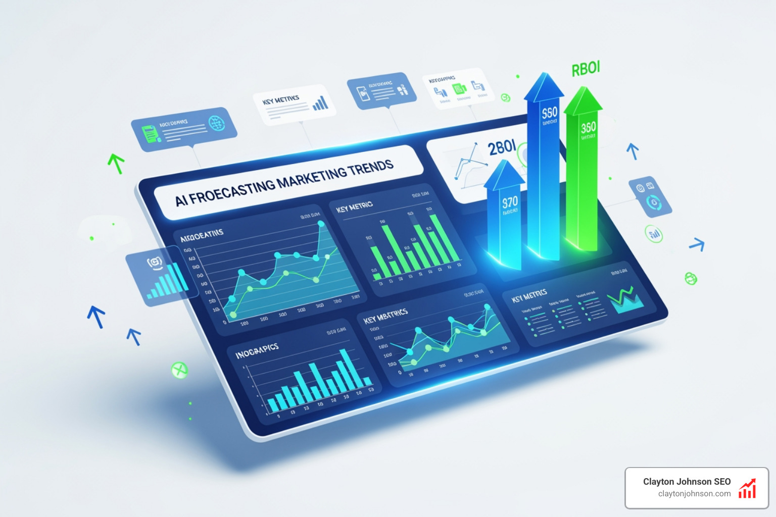 Predictive data visualization showing AI forecasting marketing trends and ROI - ai marketing consulting
