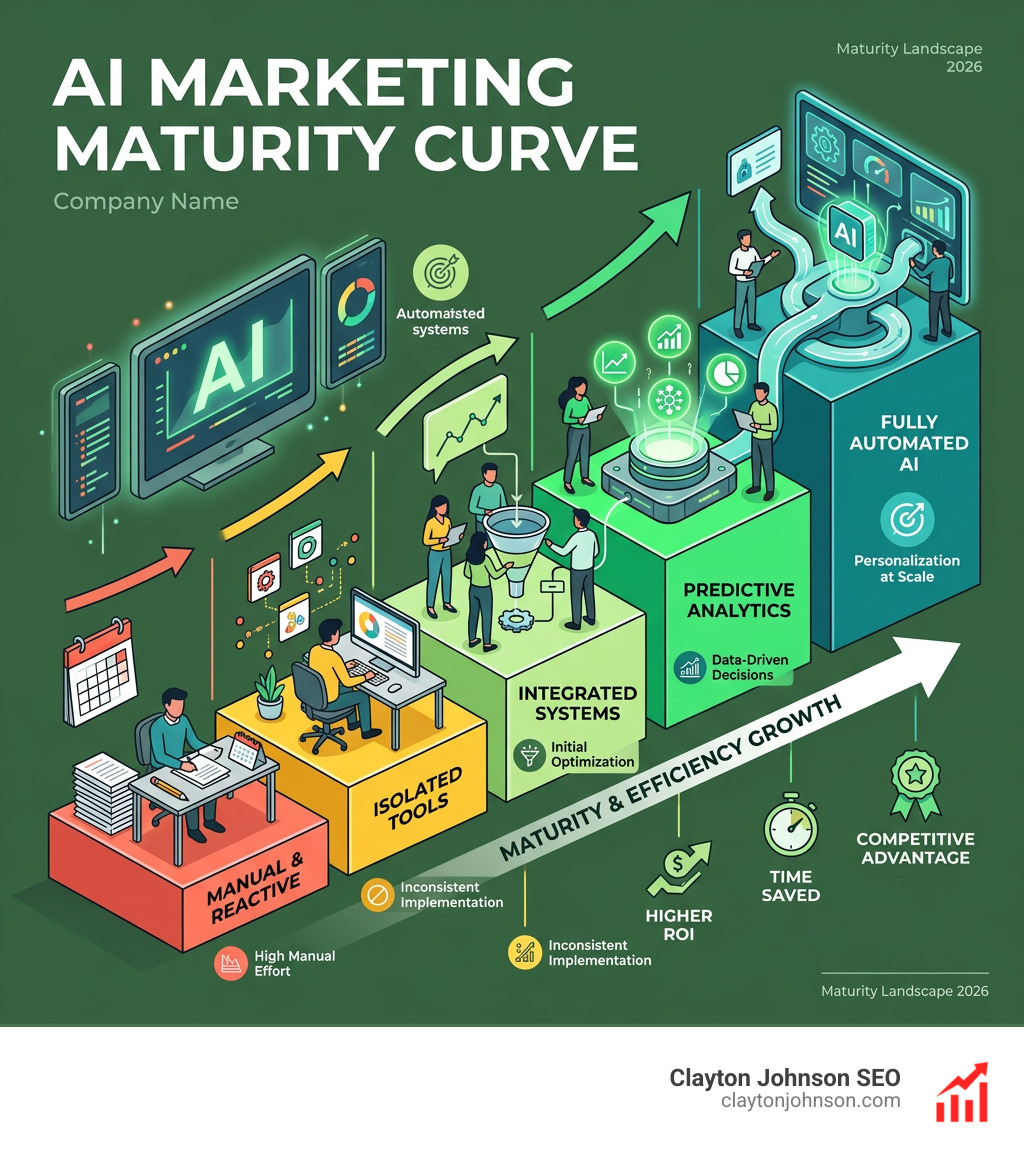 AI marketing maturity curve showing stages from manual to fully automated AI-driven marketing - ai marketing consulting