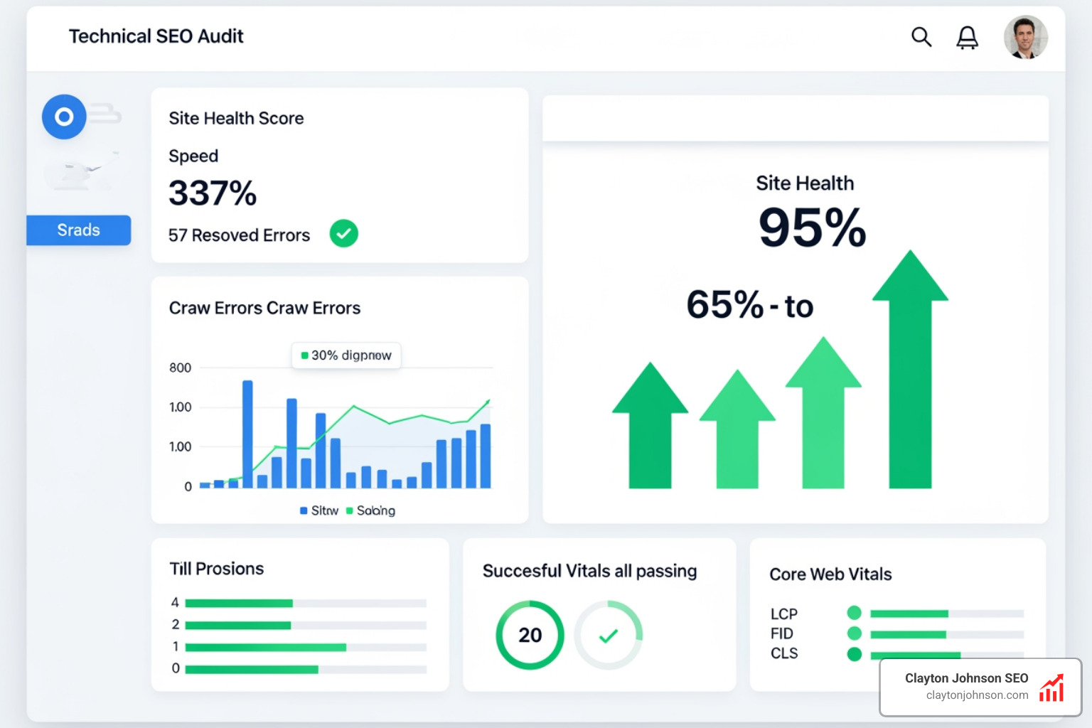 Technical SEO audit results showing improved health score - saas seo checklist