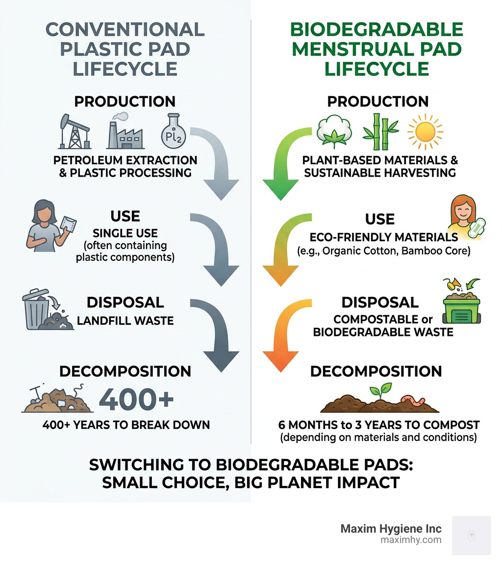 Lifecycle comparison of a conventional plastic pad versus a biodegradable menstrual pad from production to decomposition