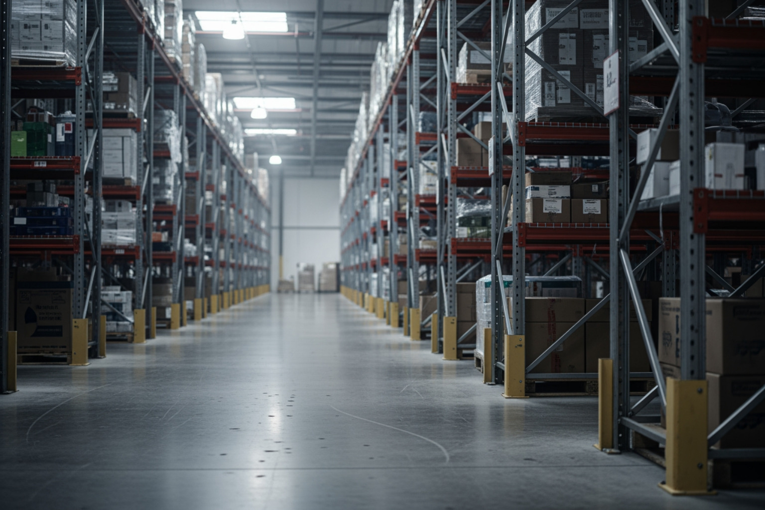 Modern fulfillment center showing organized racking and concrete floors - 3PL services for ecommerce