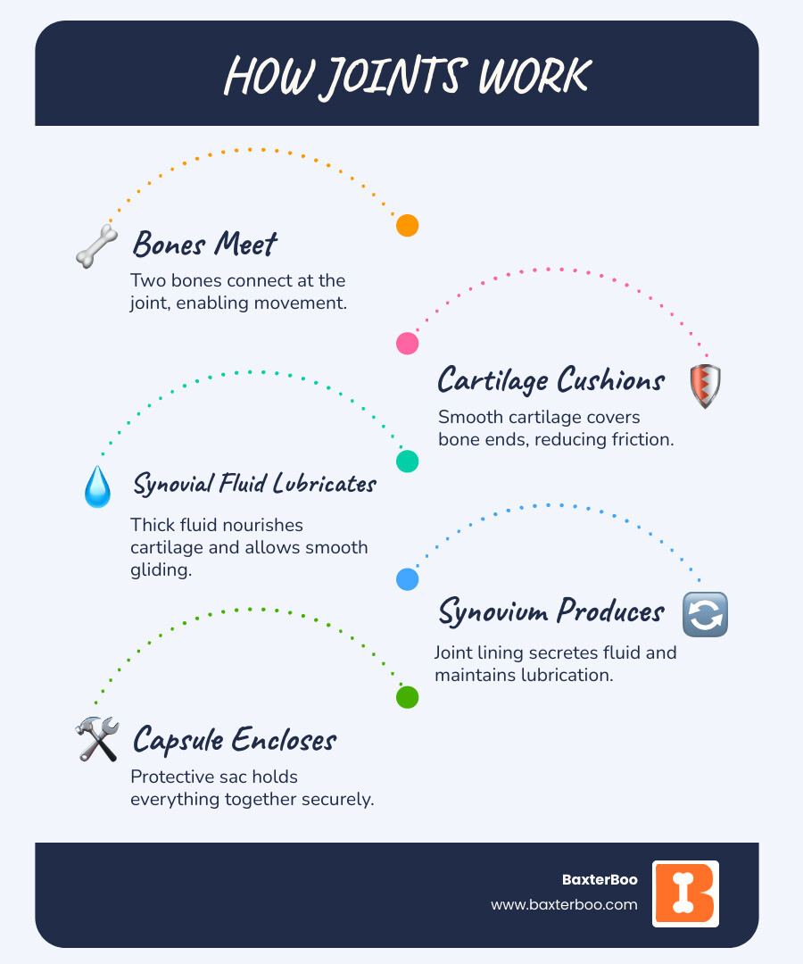 infographic showing how joints work including cartilage synovial fluid and common causes of joint pain - Joint Health & infographic showing how joints work including cartilage synovial fluid and common causes of joint pain - Joint Health &