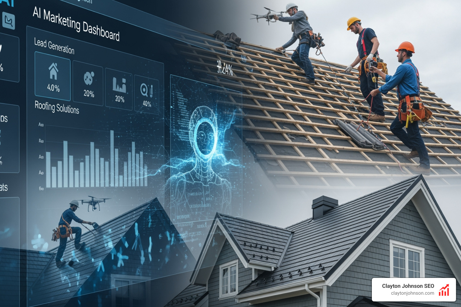 Interactive AI roofing proposal being viewed on a tablet - ai marketing for roofing companies