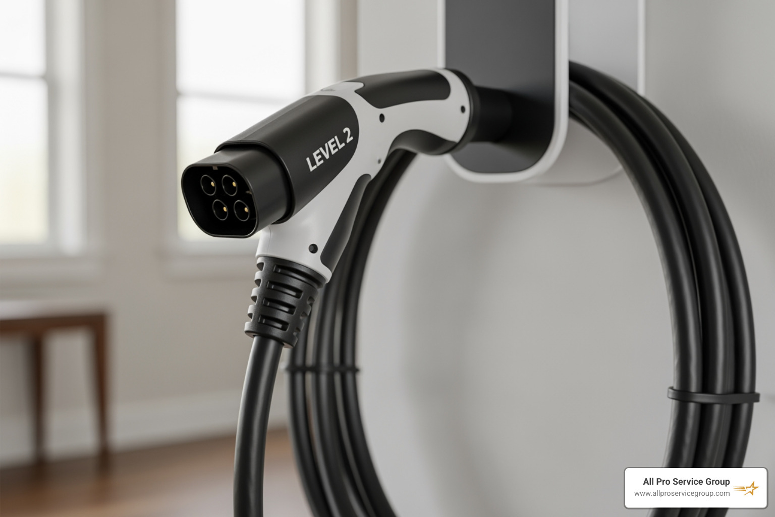 A high-quality Level 2 charging cable ready for home use - ev charger install