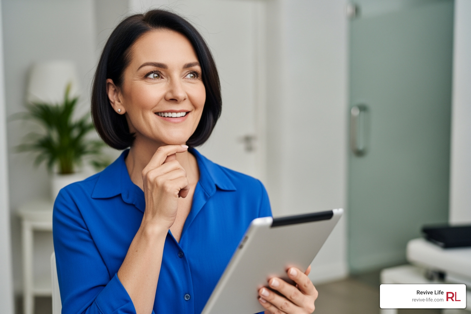 Woman experiencing mental clarity and focus after wellness treatment - nad treatment near me