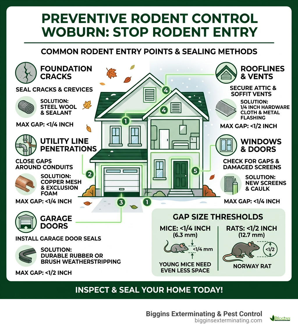Common rodent entry points in New England homes with sealing methods and gap size thresholds - rodent proofing woburn homes