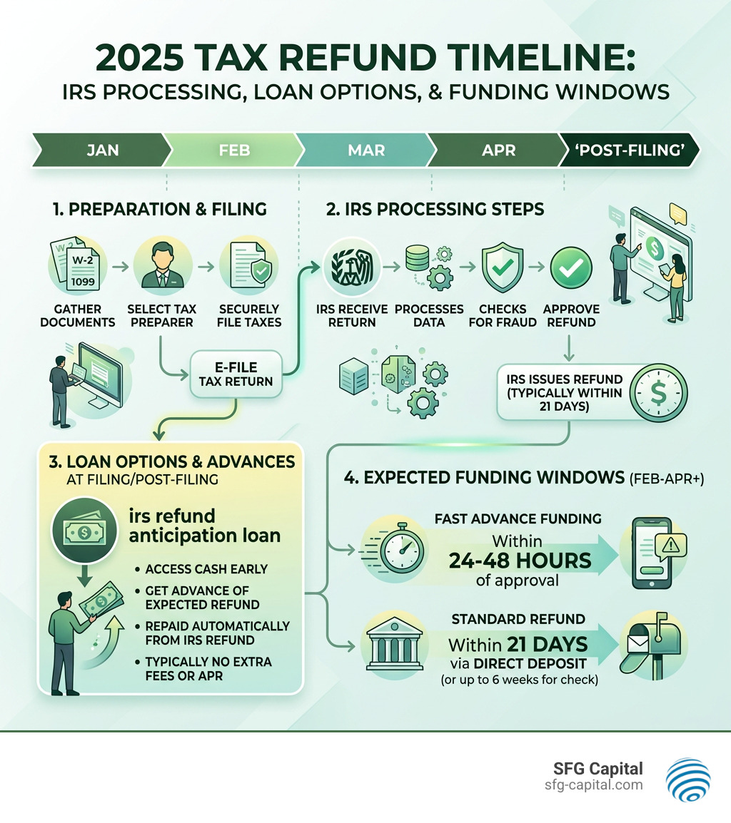 2025-2026 tax refund timeline showing IRS processing steps, loan options, and expected funding windows - irs refund anticipation 2025-2026 tax refund timeline showing IRS processing steps, loan options, and expected funding windows - irs refund anticipation