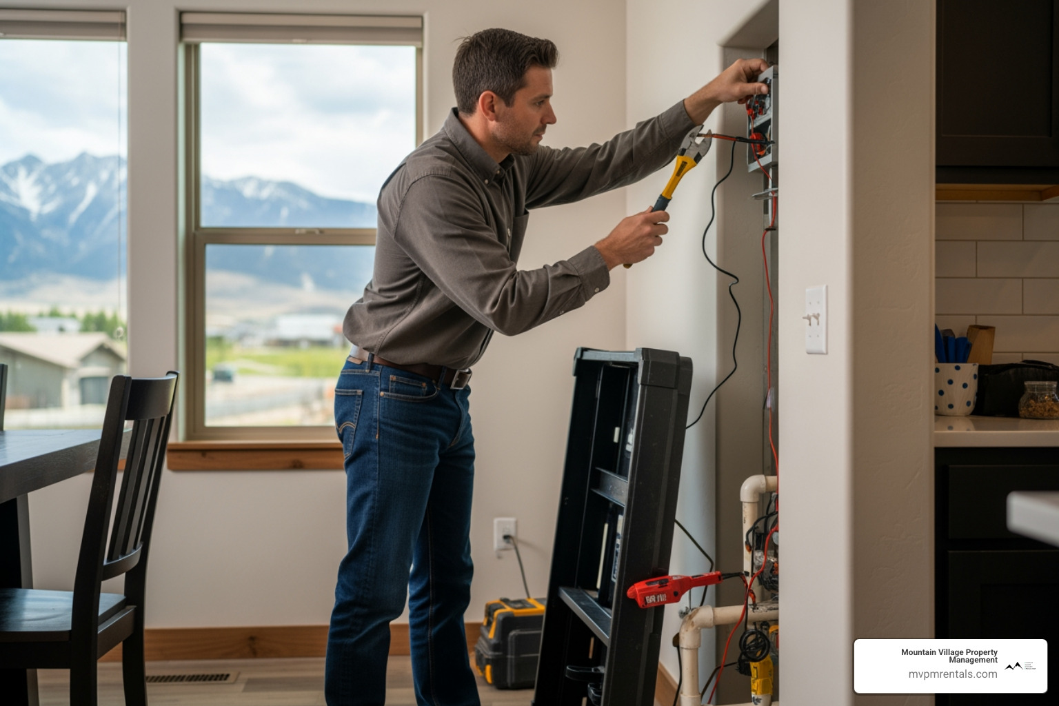 Property manager performing a professional maintenance inspection on a Bozeman rental - expert Bozeman property managers