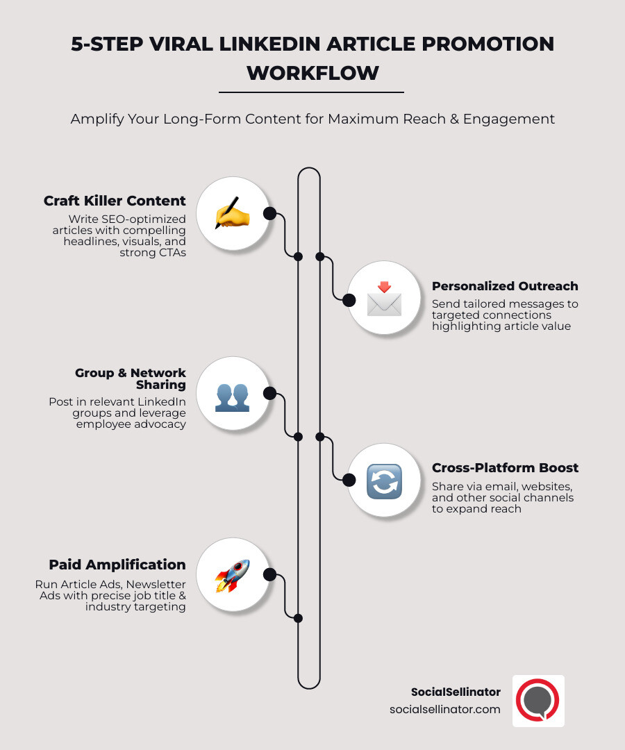 5-step workflow for promoting LinkedIn articles to maximize reach and engagement - custom LinkedIn article promotions