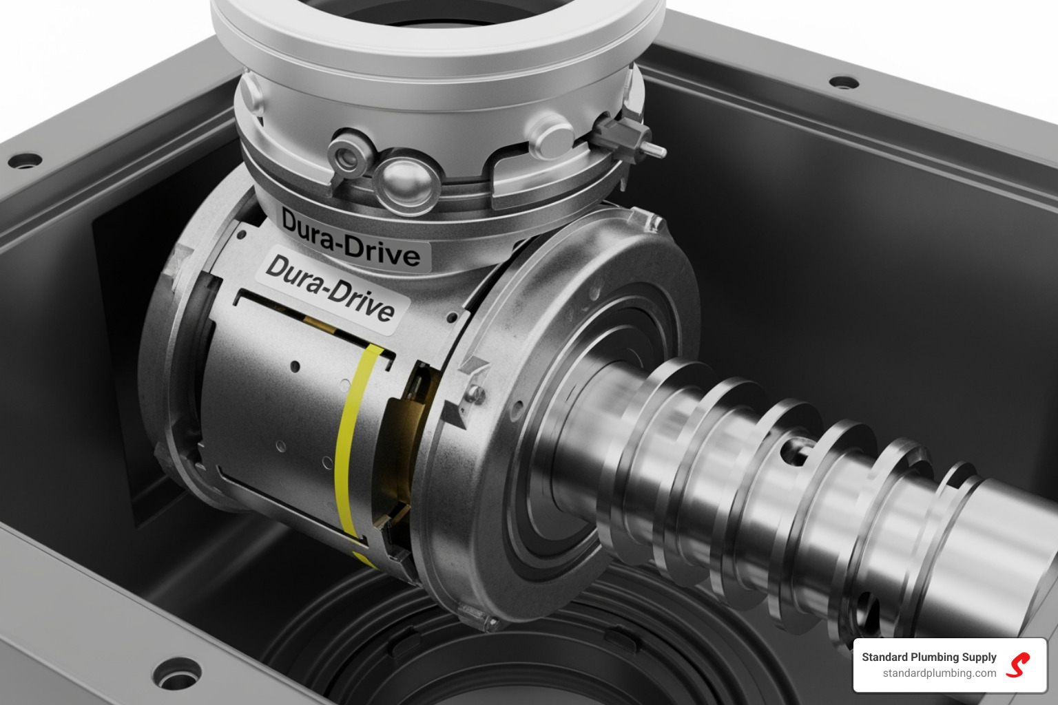 Internal components of a garbage disposal showing the induction motor and grind ring - badger 500 garbage disposal
