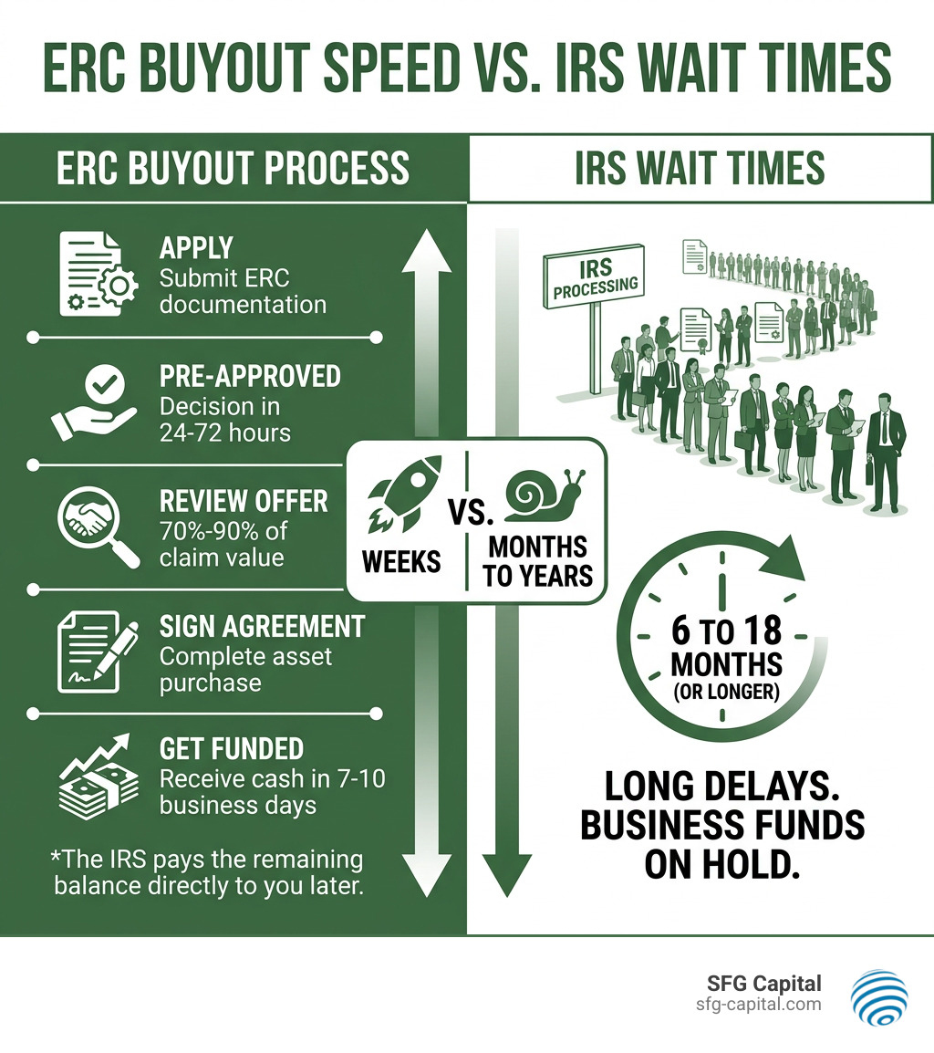 ERC buyout process speed vs IRS wait times infographic - erc buyout process infographic 