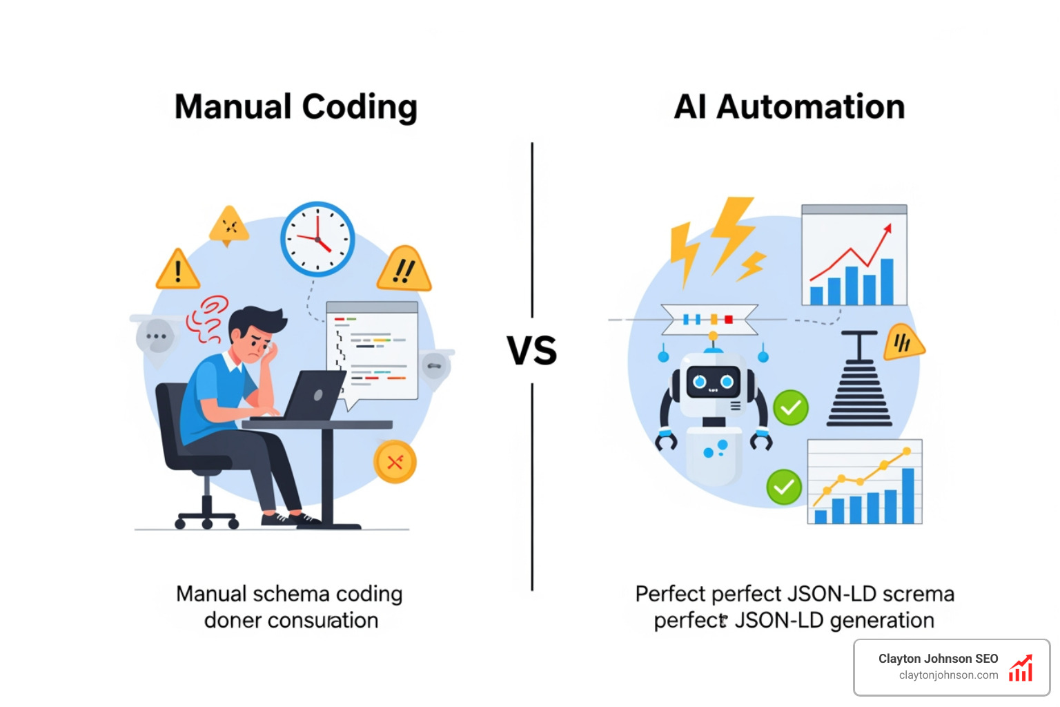 Comparison of manual schema coding vs automated AI generation - ai schema markup generator