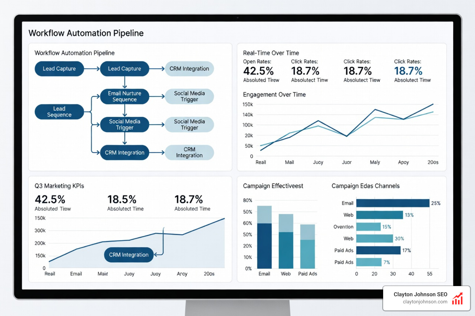Dashboard showing marketing automation workflows and performance metrics - AI email marketing automation