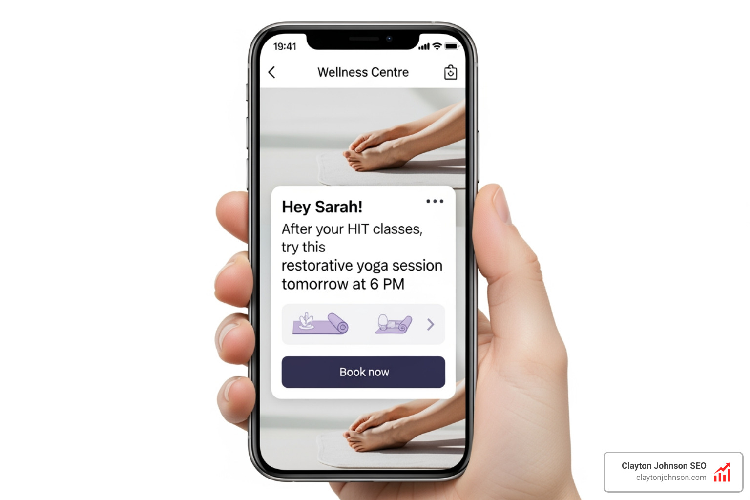 personalized workout recommendation sent via mobile app - ai marketing for wellness centers companies