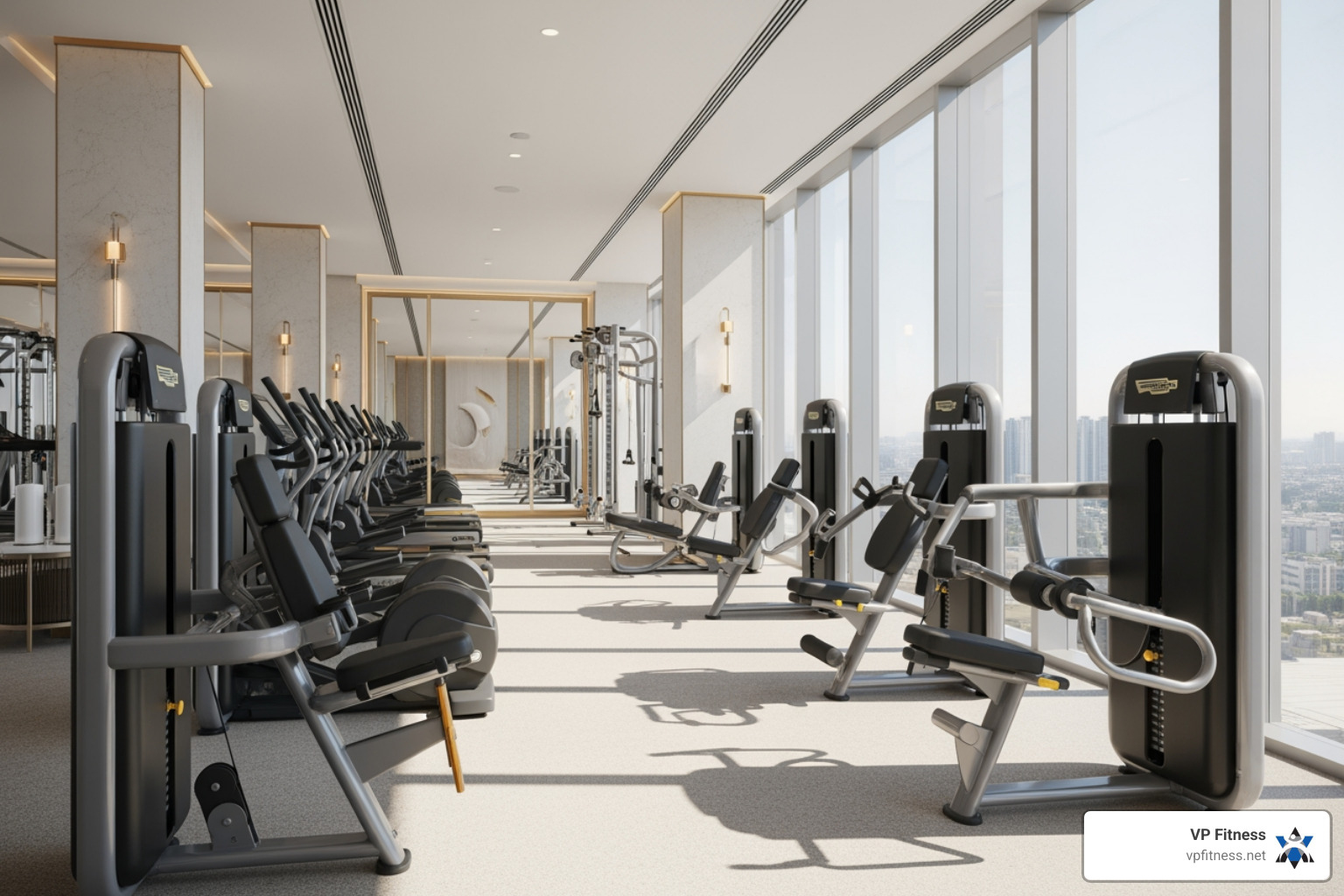 State-of-the-art biomechanical equipment in a luxury studio setting - Luxury fitness studio