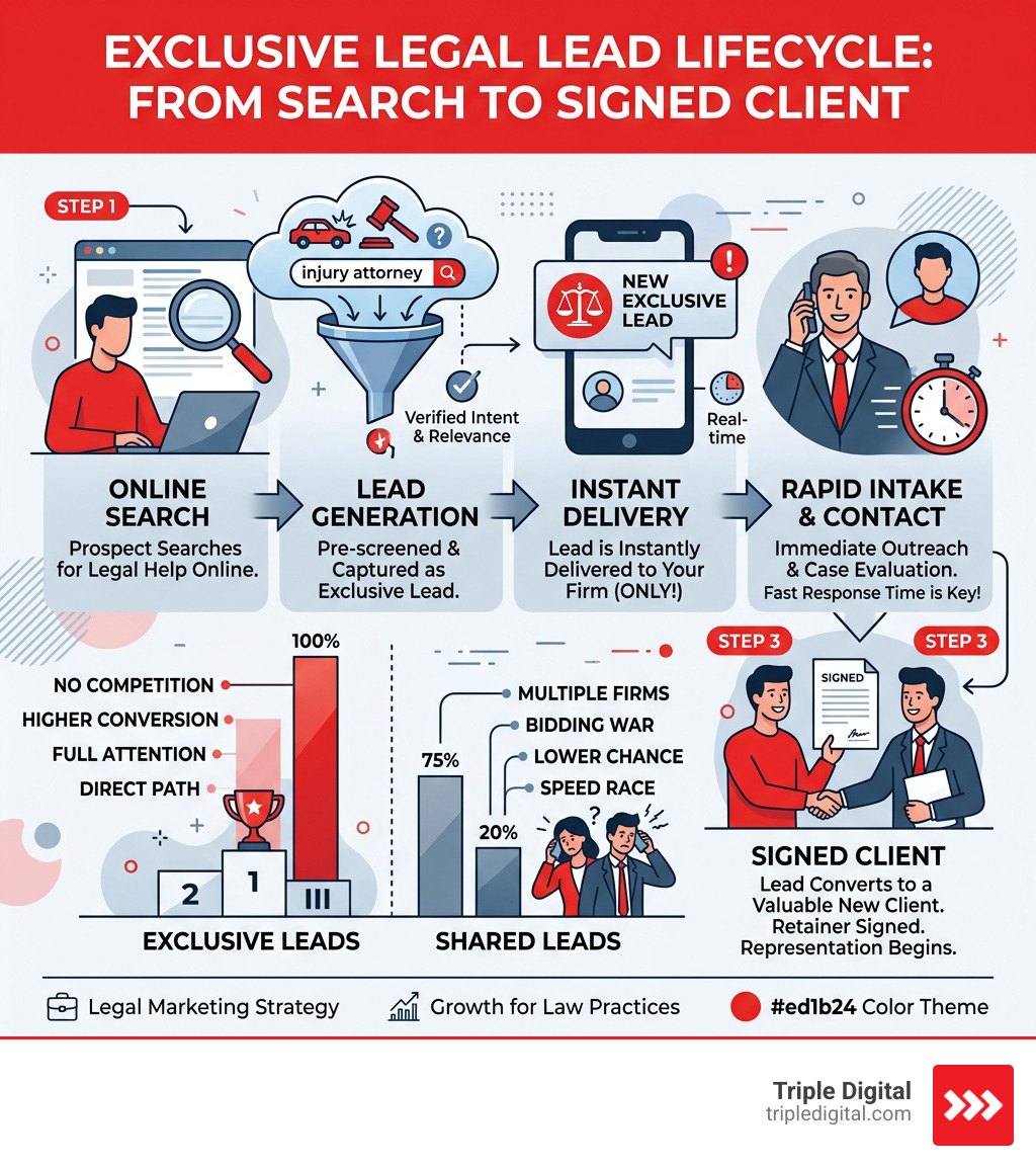 Legal lead lifecycle from search to signed client infographic - exclusive legal leads infographic Legal lead lifecycle from search to signed client infographic - exclusive legal leads infographic