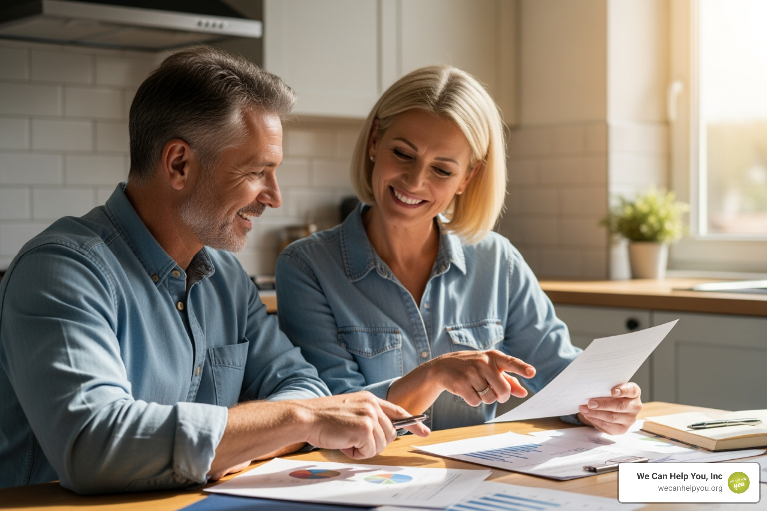 Couple reviewing financial documents together - Retirement planning for couples