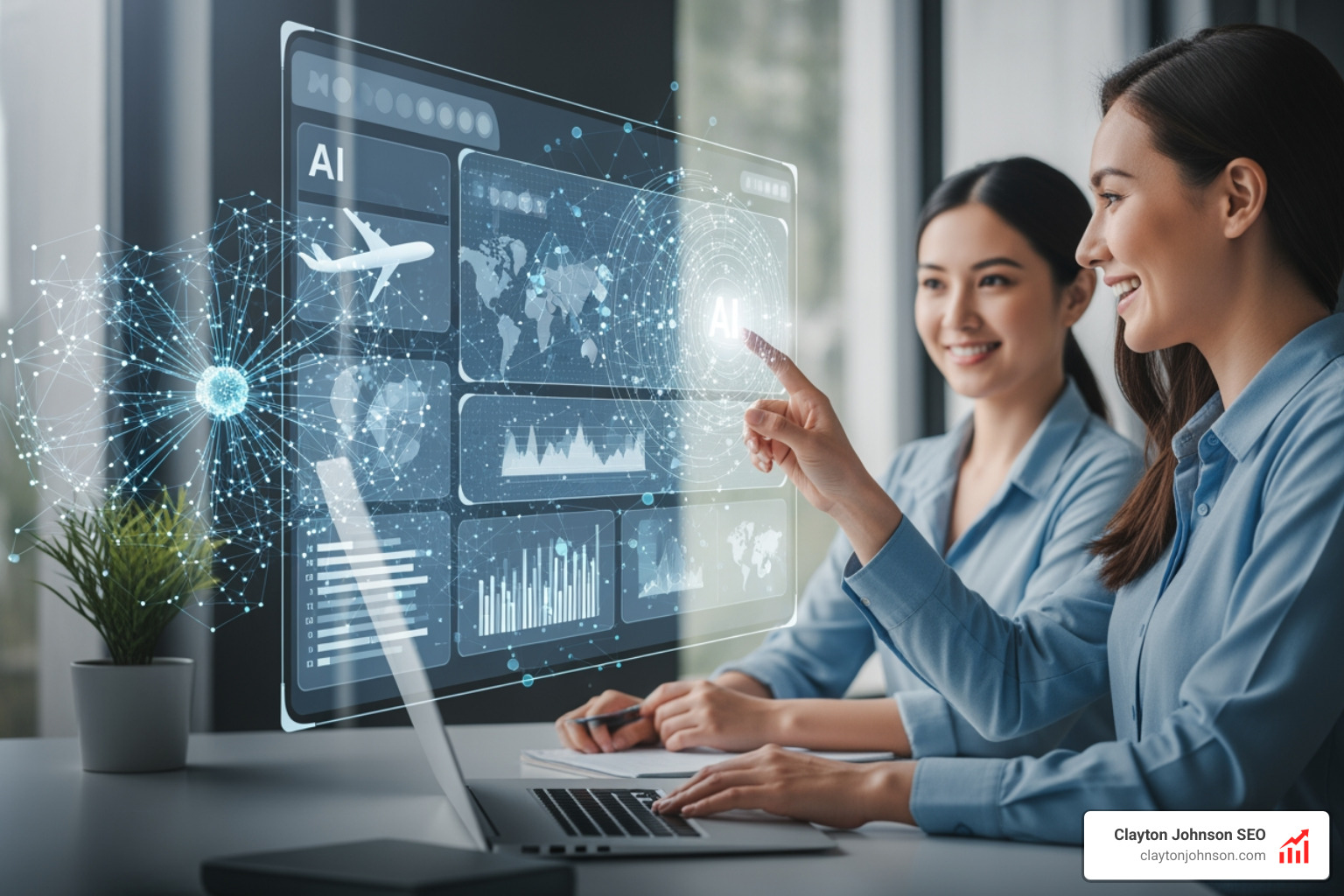 Data-driven travel dashboard showing real-time metrics and AI insights - ai marketing for corporate travel managers companies