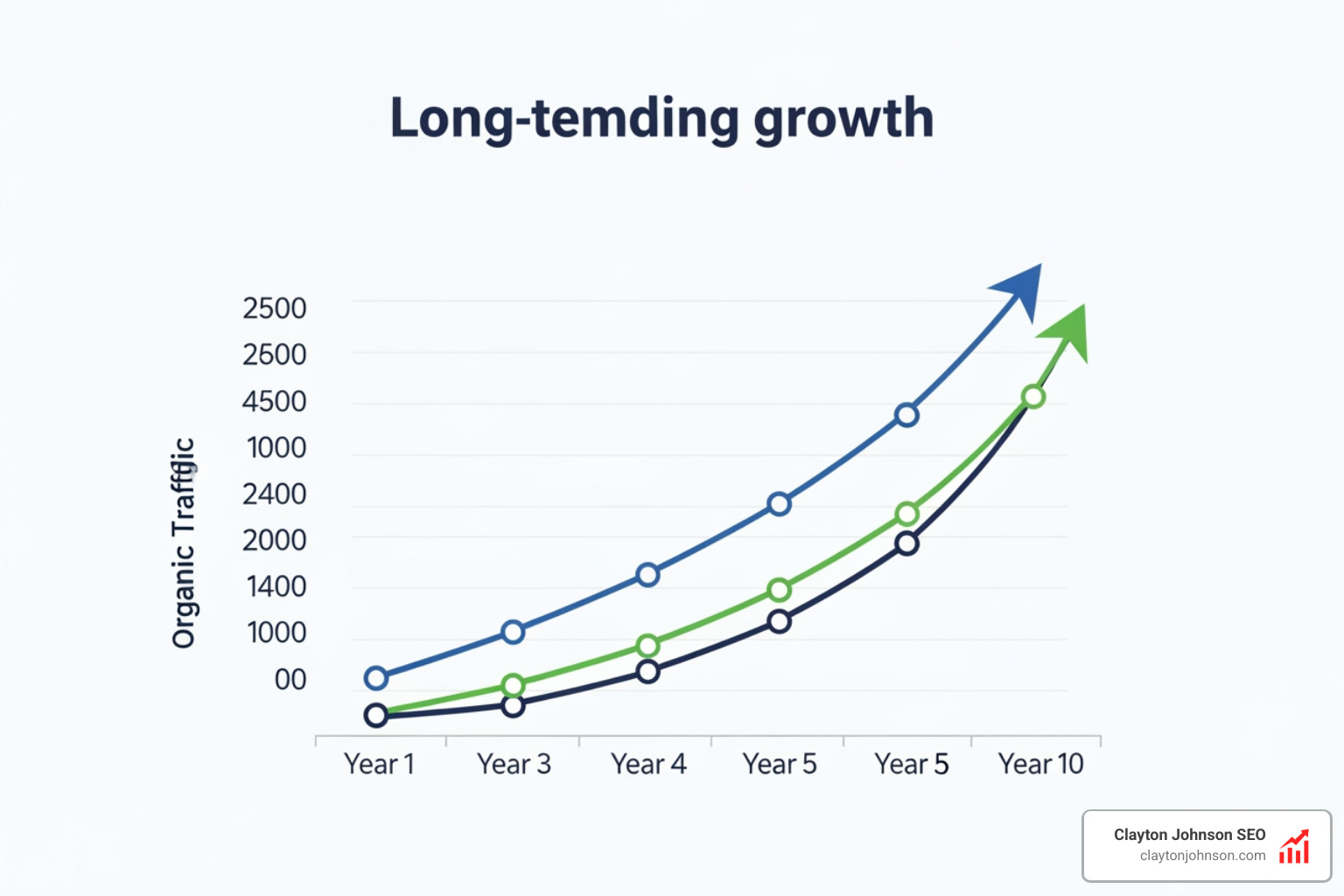 Compounding growth chart showing long-term SEO results - industry leaders in SEO Compounding growth chart showing long-term SEO results - industry leaders in SEO