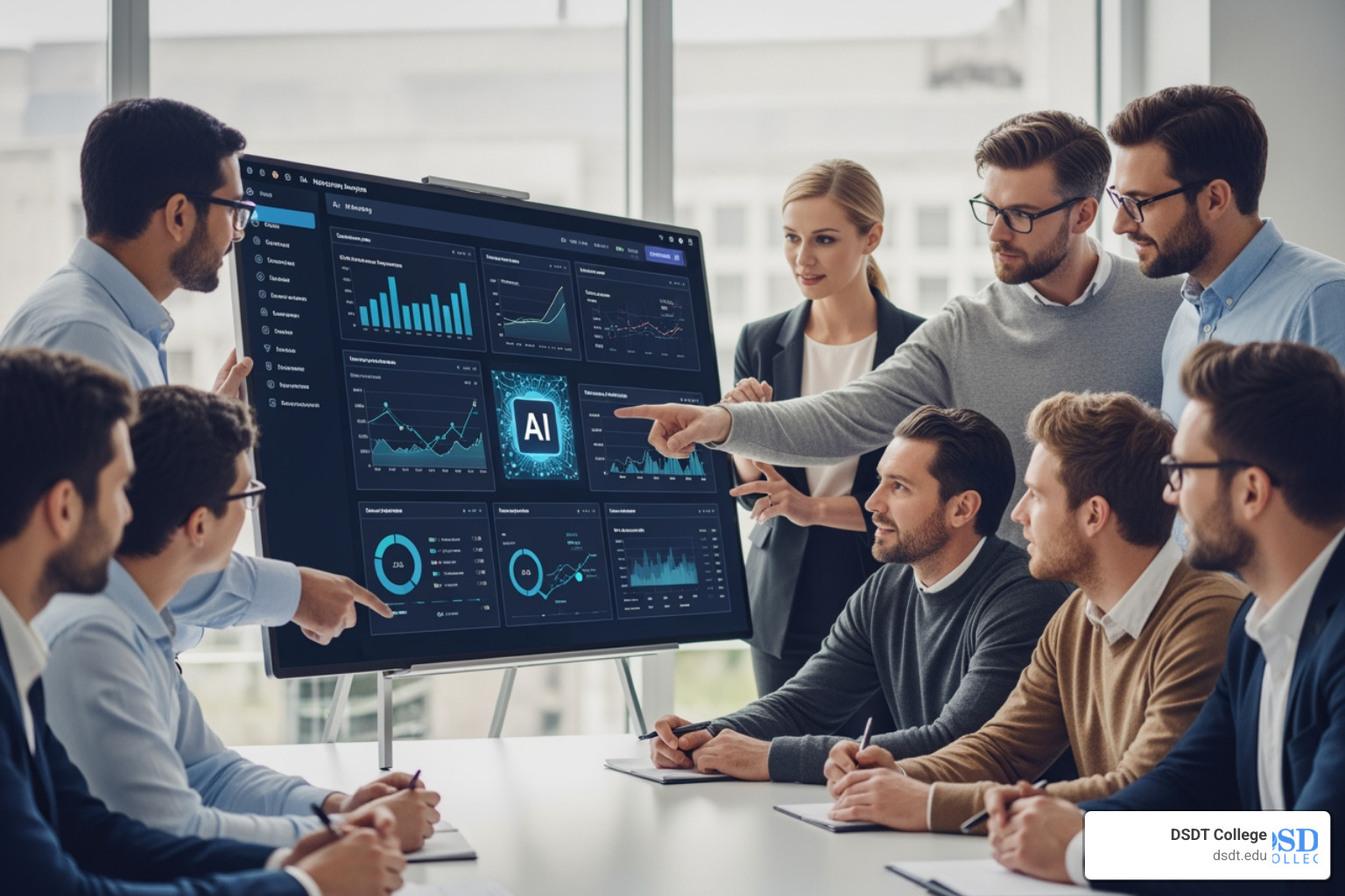 Professional choosing between online course modules - AI marketing analytics training