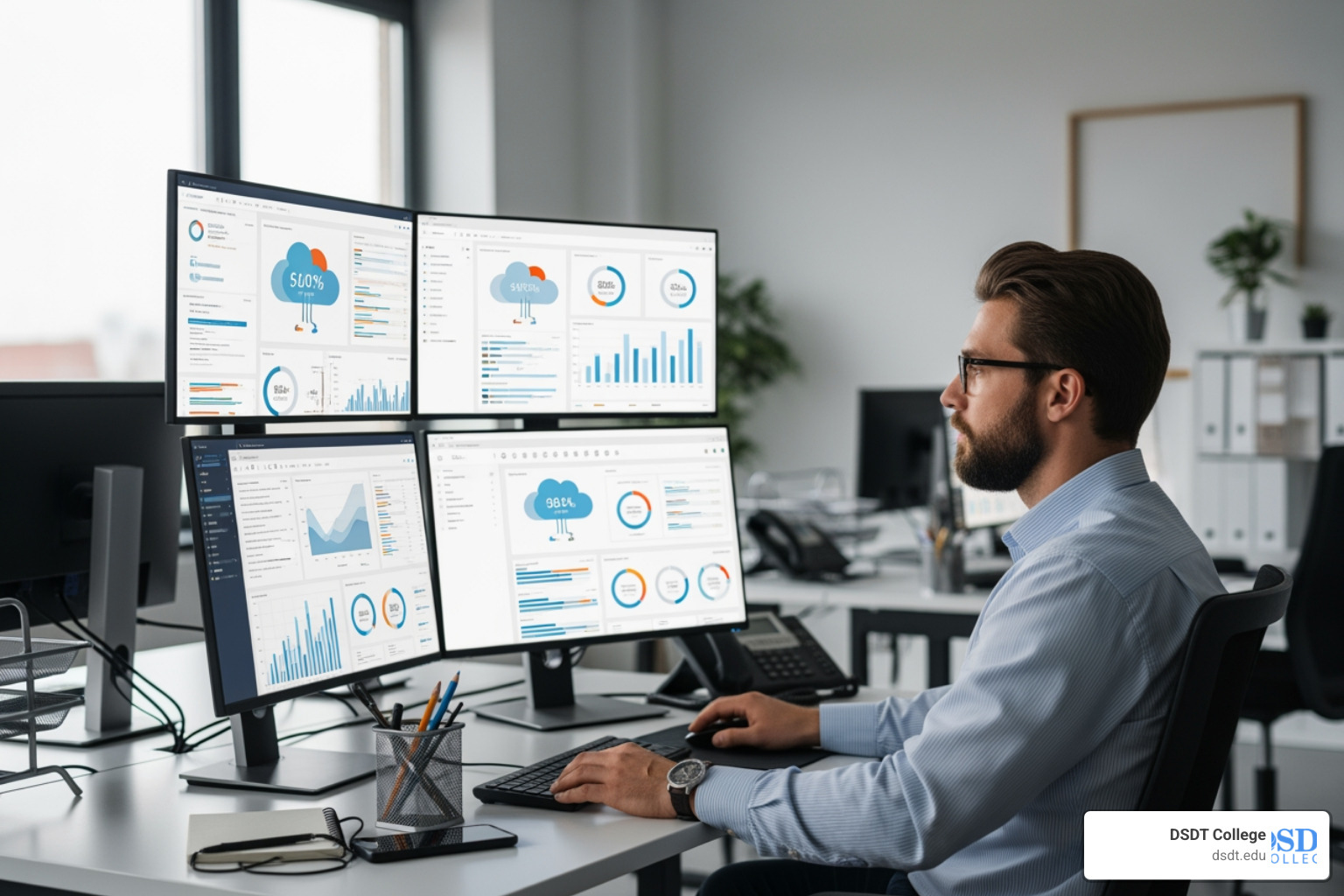 Data analyst reviewing cloud-based dashboards and metrics - high-paying tech jobs training Data analyst reviewing cloud-based dashboards and metrics - high-paying tech jobs training