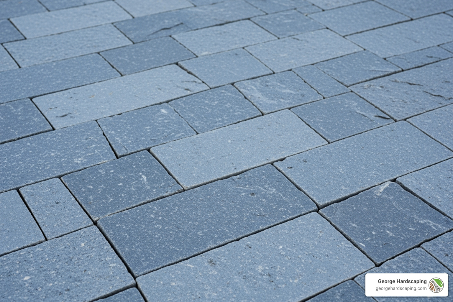 Close-up of thermal finish bluestone pavers showing consistent texture and blue-gray hues - Paver patio cost Close-up of thermal finish bluestone pavers showing consistent texture and blue-gray hues - Paver patio cost