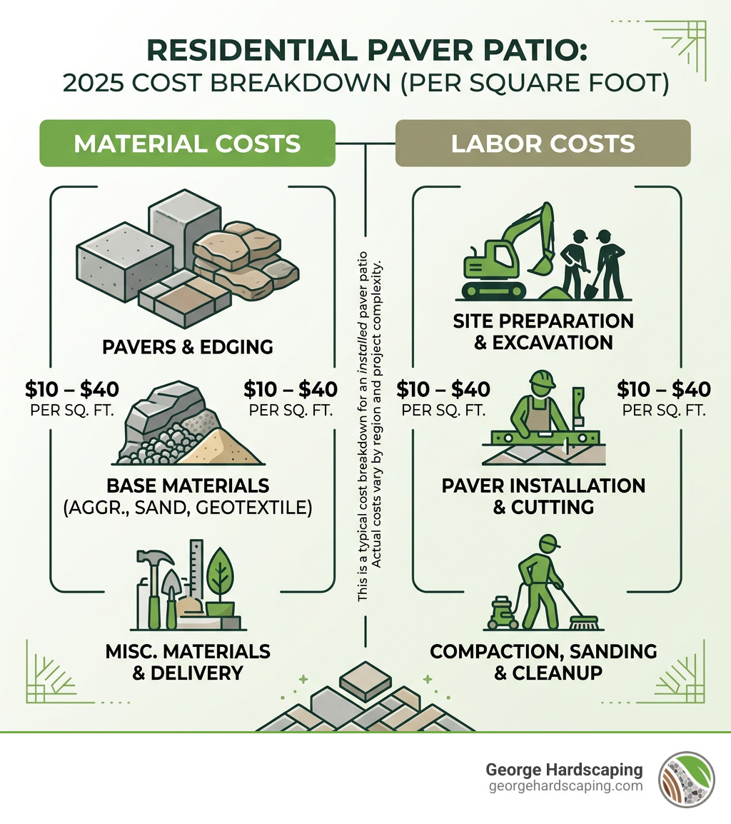Infographic showing 2025 paver patio cost breakdown by material vs. labor for residential installations - Paver patio cost Infographic showing 2025 paver patio cost breakdown by material vs. labor for residential installations - Paver patio cost