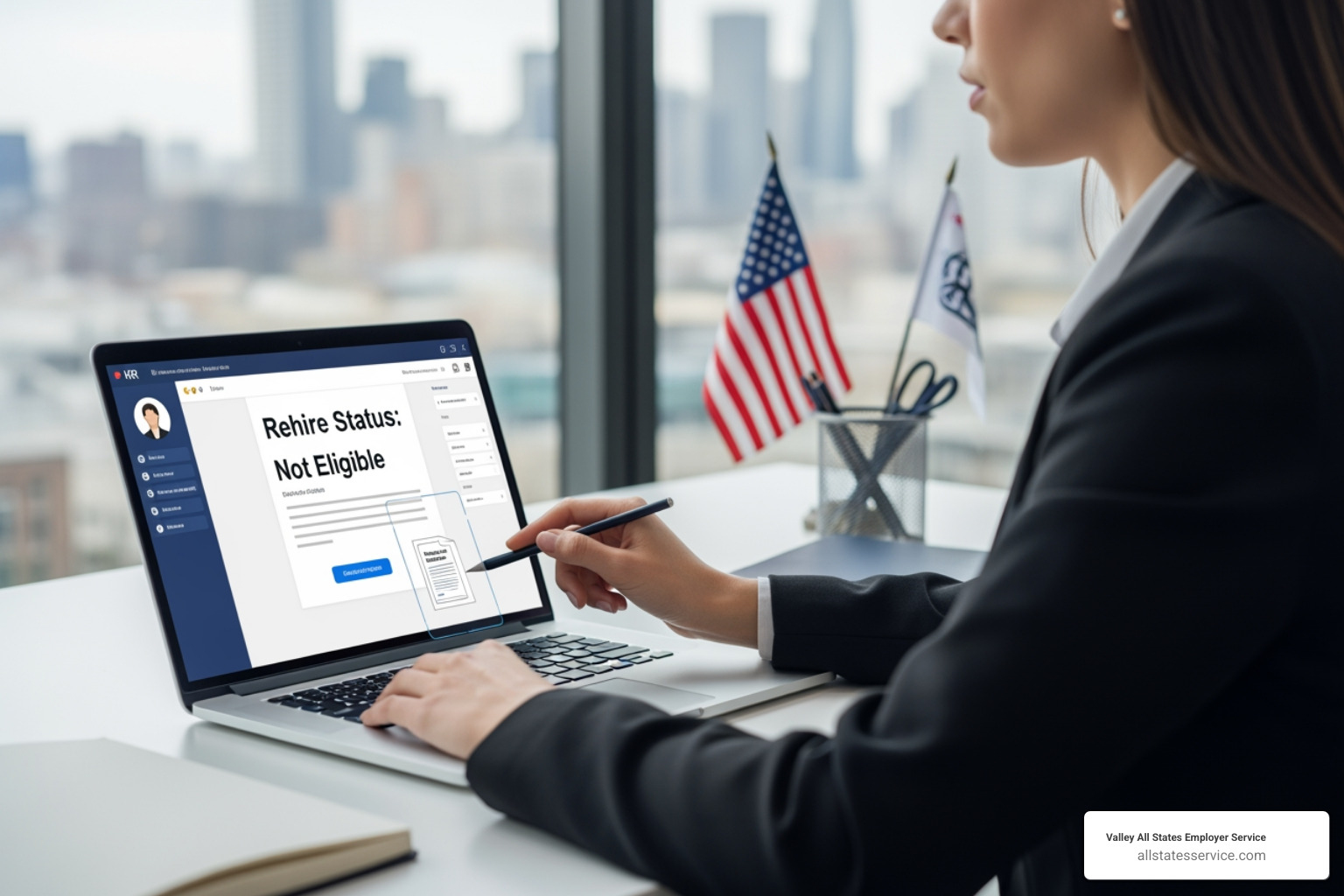 HR professional updating a digital file with rehire status information - can being not eligible for rehire hurt employment