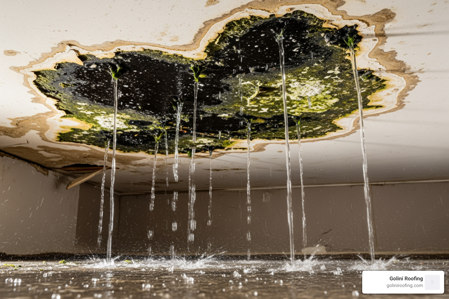 severely leaking ceiling with water damage - emergency roof repair reading severely leaking ceiling with water damage - emergency roof repair reading