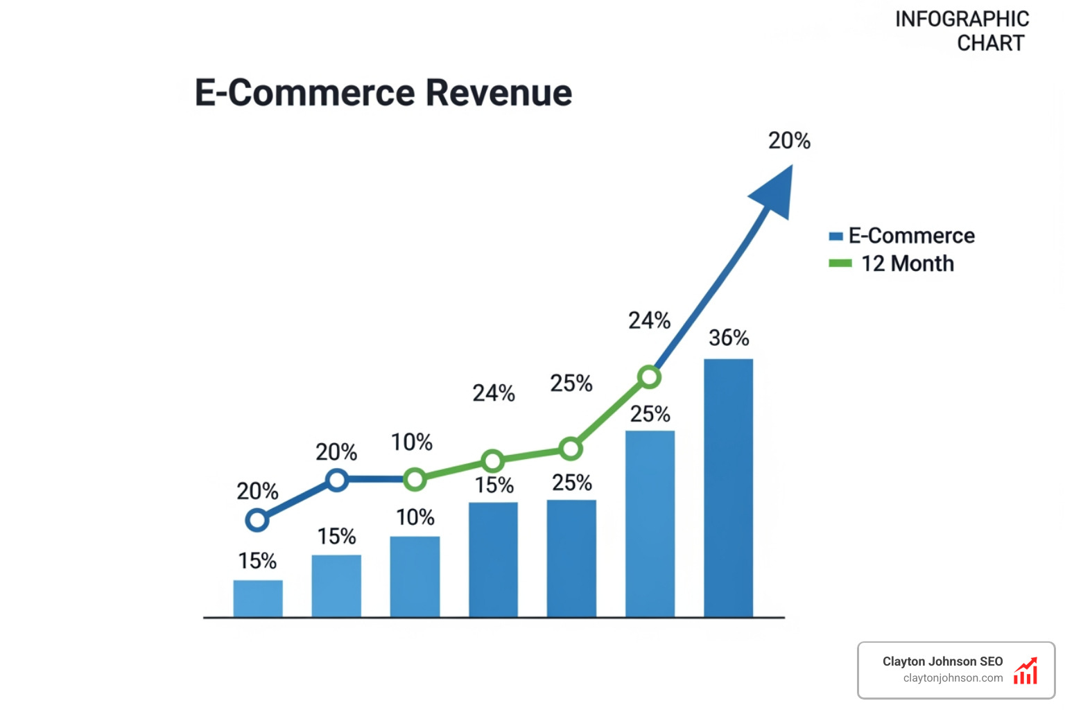E-commerce growth chart showing revenue scaling over 12 months - top 100 marketing agencies
