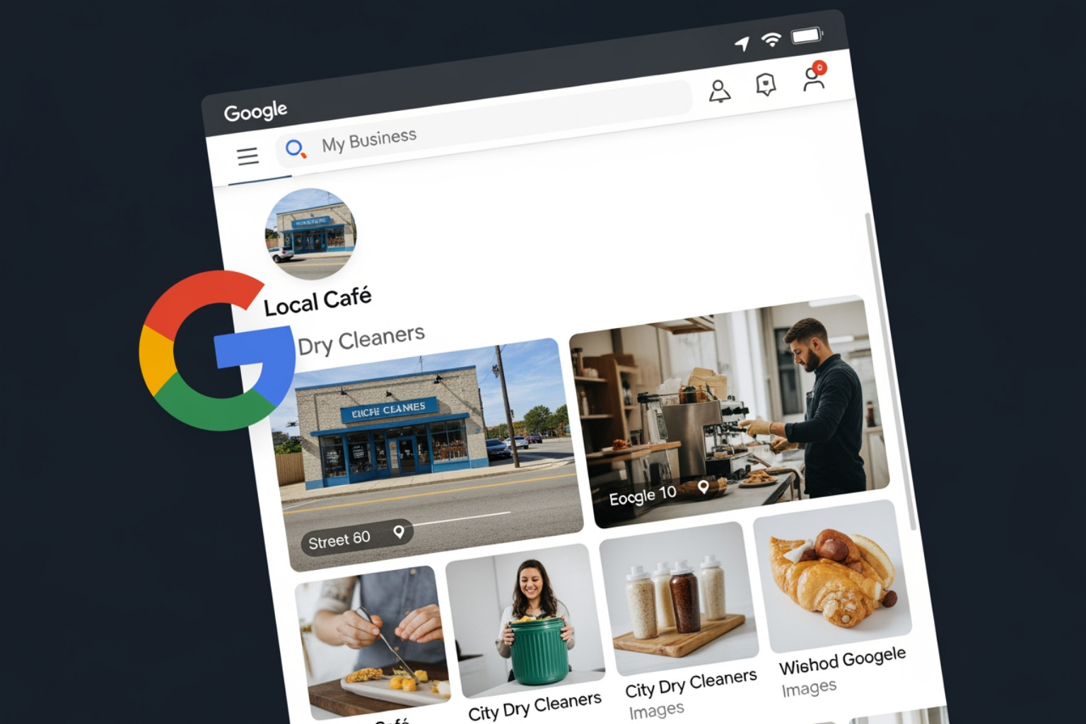 Illustration of correct vs incorrect framing for Google Business Profile photos - Google My Business images