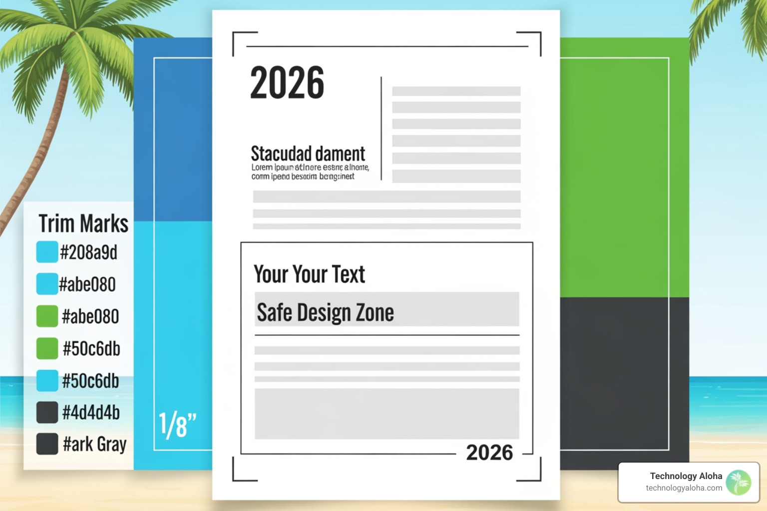 Diagram showing trim marks, bleed area, and the safe design zone for a standard document - graphic design and printing Diagram showing trim marks, bleed area, and the safe design zone for a standard document - graphic design and printing