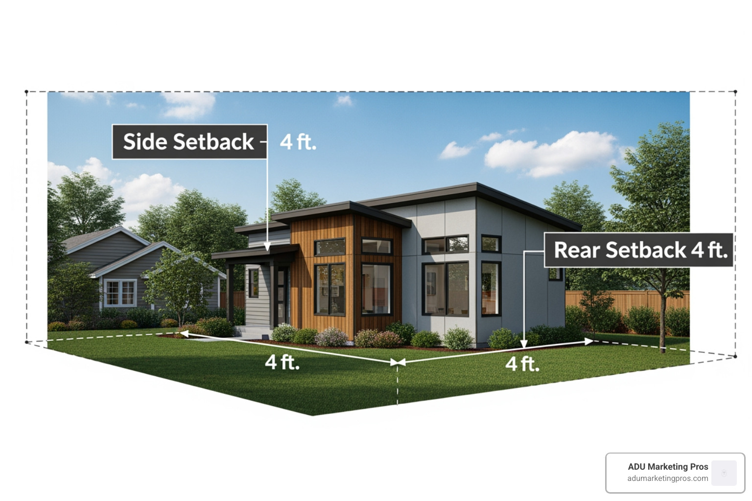 Detached ADU with 4-foot rear and side yard clearance - menlo park adu permits