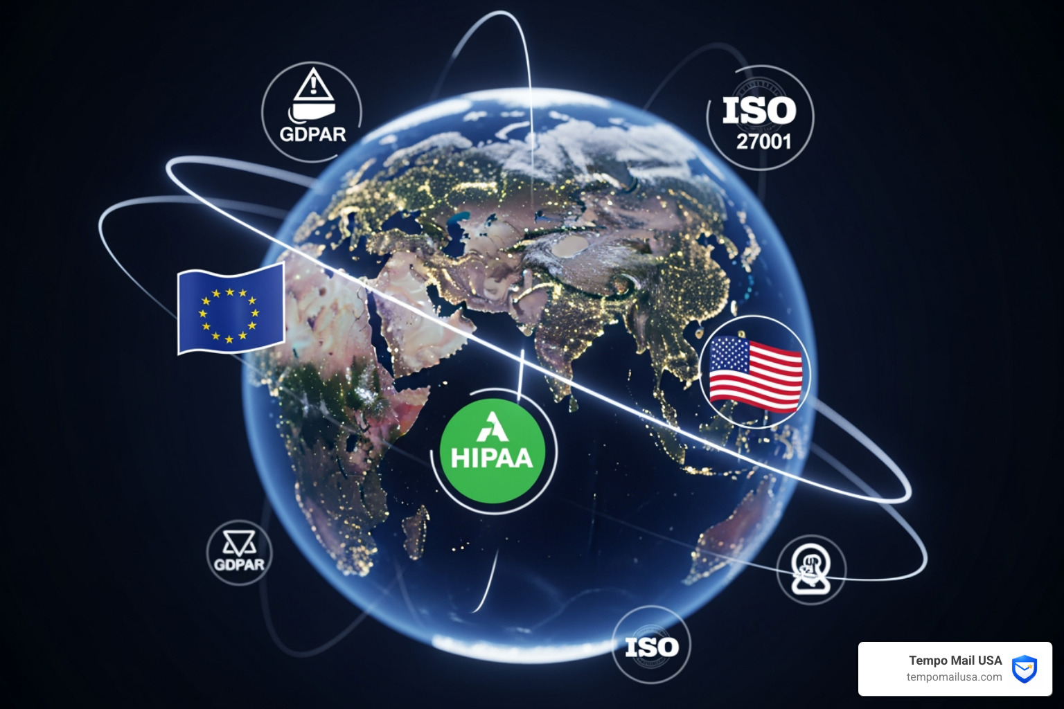 Digital globe showing various international regulatory frameworks like GDPR, HIPAA, and ISO 27001 - cybersecurity compliance Digital globe showing various international regulatory frameworks like GDPR, HIPAA, and ISO 27001 - cybersecurity compliance