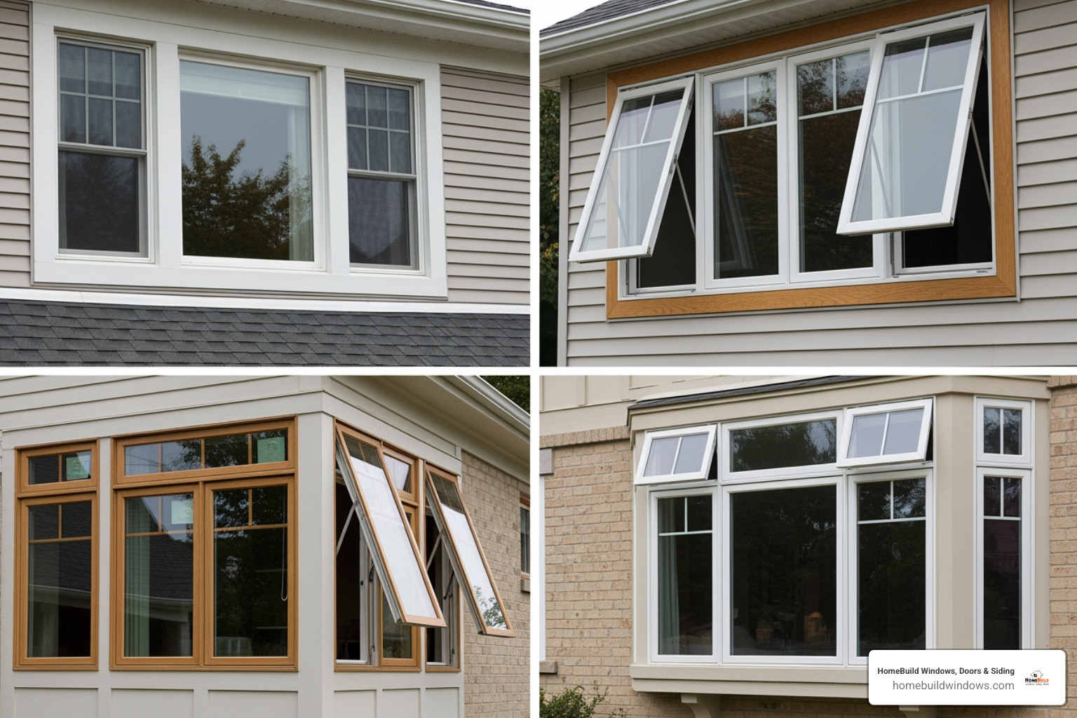 Various window styles and materials including wood, vinyl, and fiberglass - replacement windows arlington heights