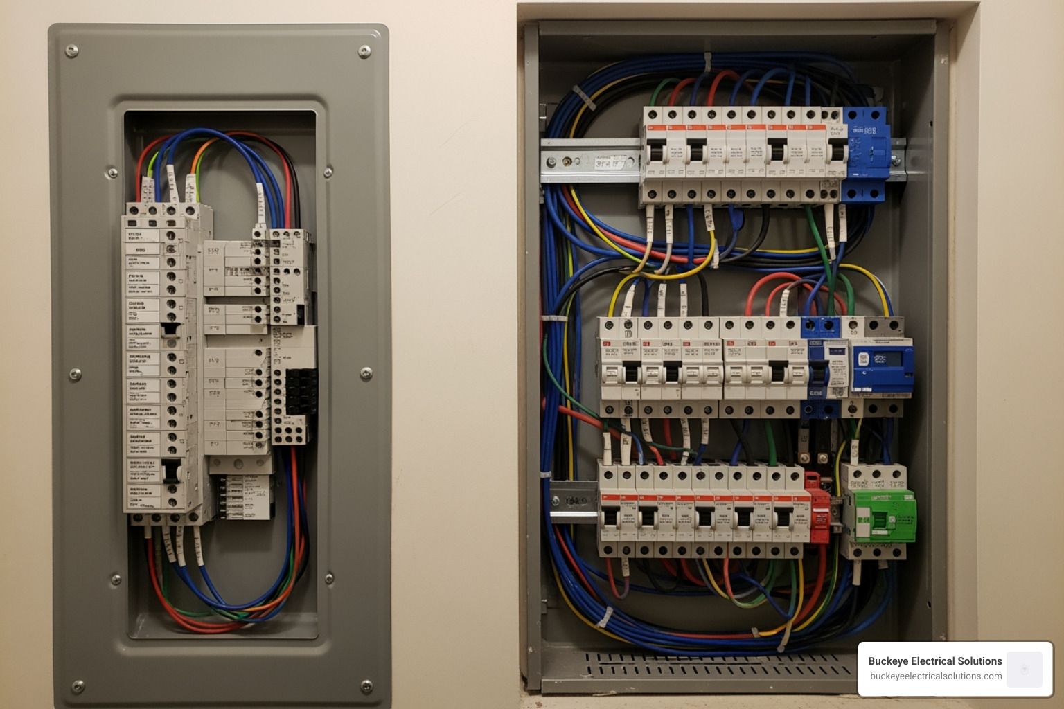 A detailed shot of a newly installed electrical panel with neatly organized wiring and clear labeling - electrical repair A detailed shot of a newly installed electrical panel with neatly organized wiring and clear labeling - electrical repair