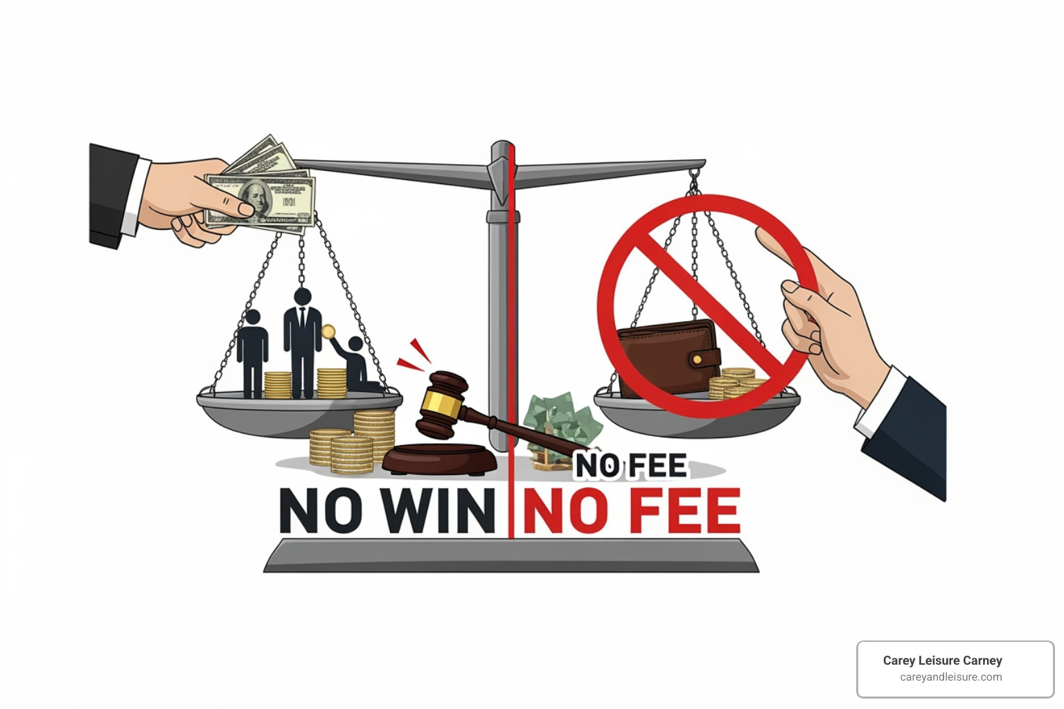 A signed no win no fee legal agreement on a desk - no win no fee