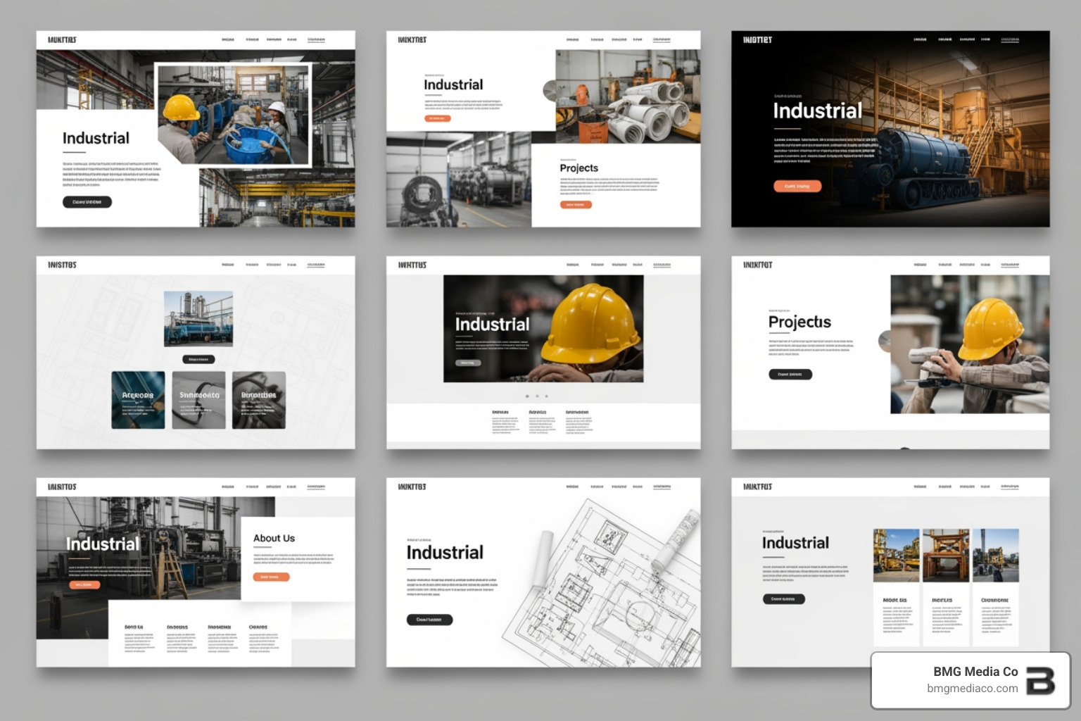 Responsive industrial website displayed on a tablet - industrial website templates