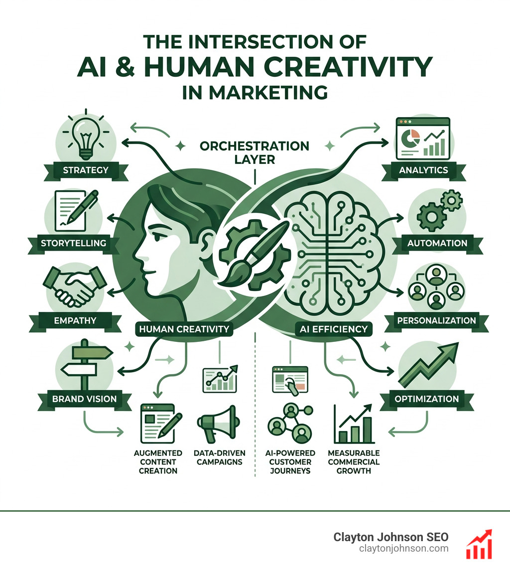 intersection of AI and human creativity in marketing infographic - Best Marketers infographic 