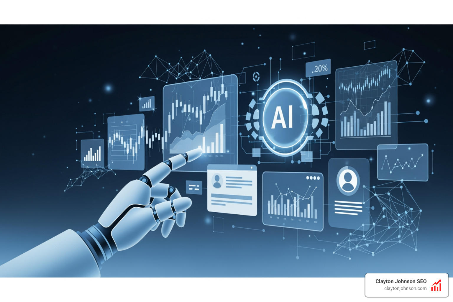 Predictive data analytics dashboard showing client acquisition trends and market opportunities - ai marketing for investment