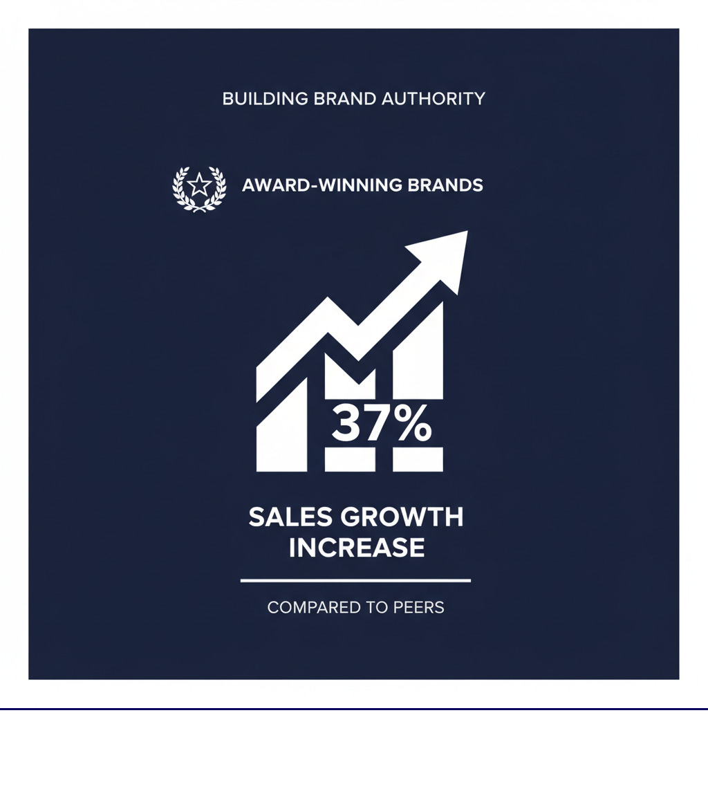 Infographic showing the 37% sales growth increase for award-winning brands - building brand authority infographic 