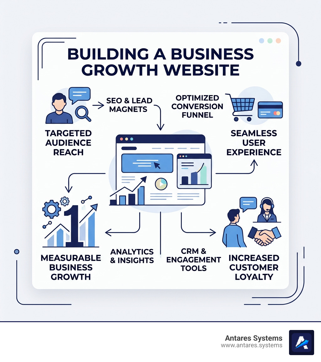 Key components of a business growth website infographic - Business growth website infographic 